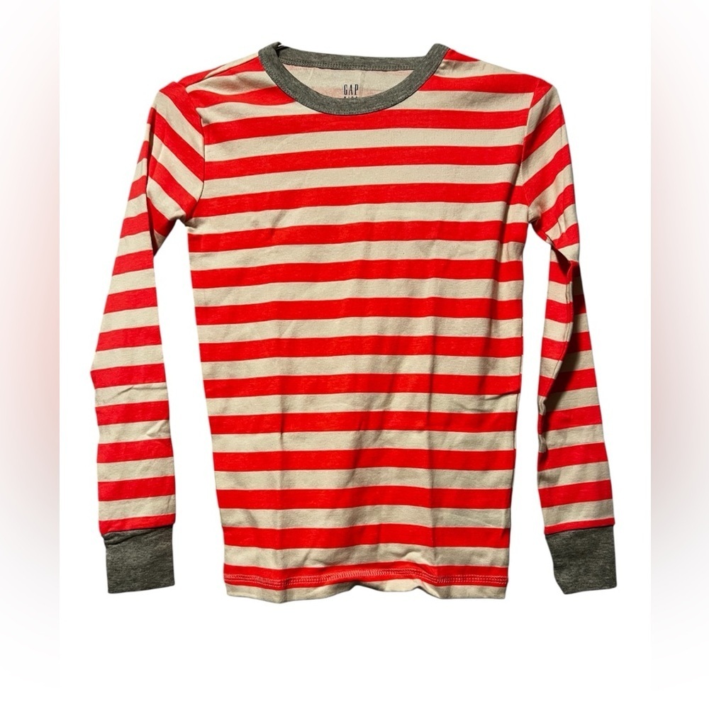 GAP orange and Cream Striped Long Sleeve Tee